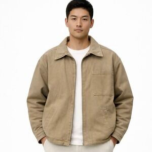 Vtg Pineapple Connection Sherpa Lined Canvas Jacket Mens S Tan Gorpcore Workwear